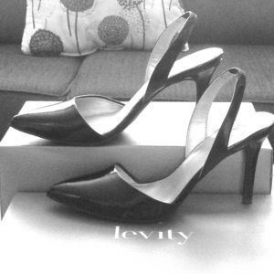 Levity Black Leather Sling Back pump heels size 6